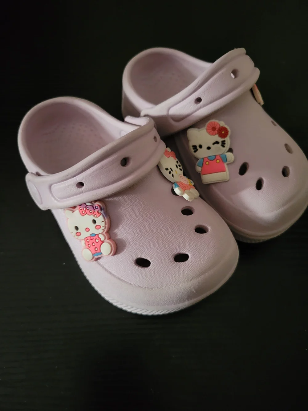 Kids Pink & Gray Slip-On Clogs with Character Charms Size 5c